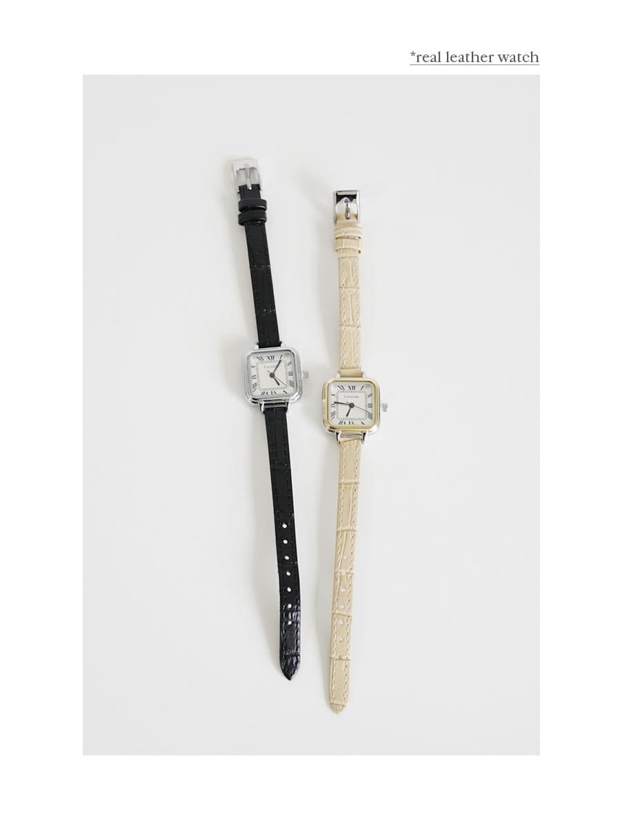 Classic square watch (2col) *real leather