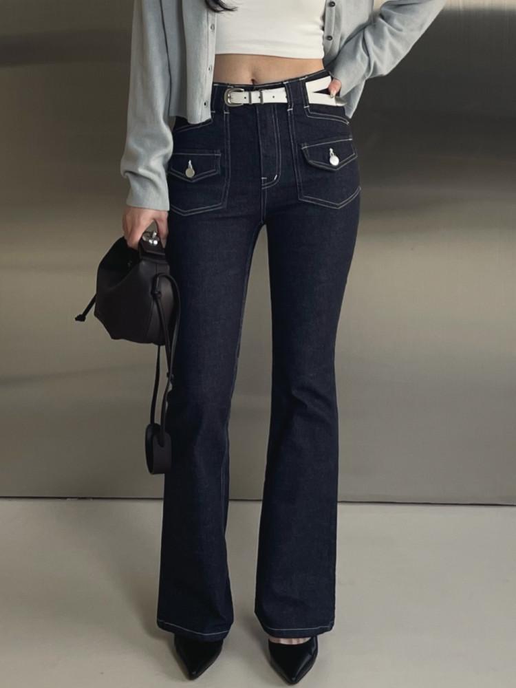 논페이드 화이트스티치 포켓 부츠컷 생지 데님