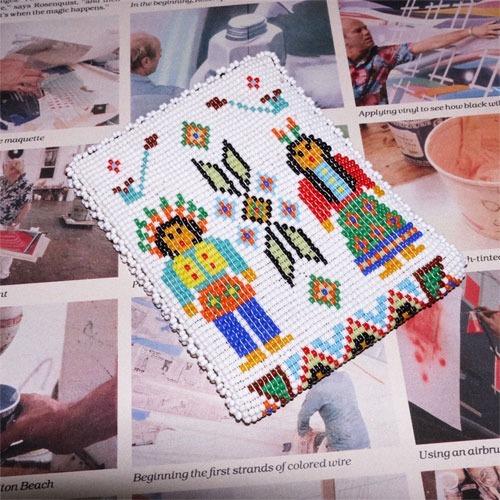 Vintage Native American Beads Leather Wallet