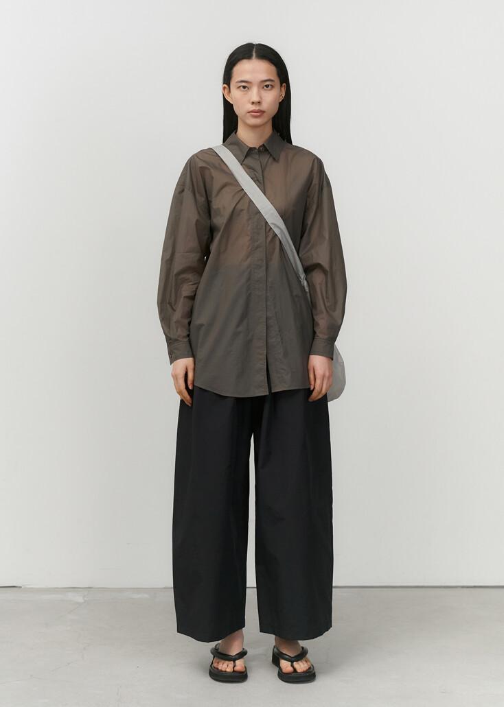 SHEER BUTTON SHIRTS (BROWN)