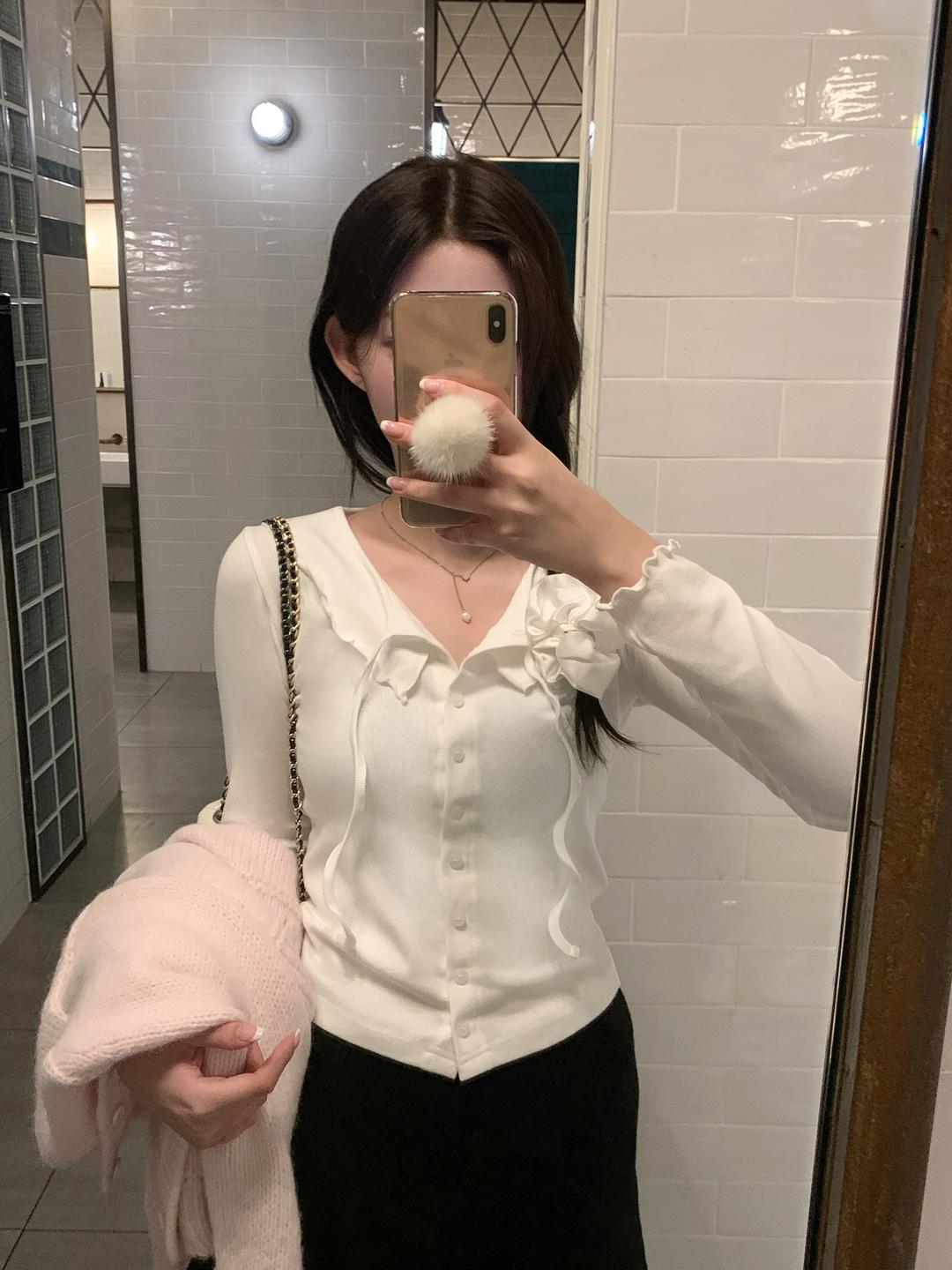 bloomy frill cardigan_ivory