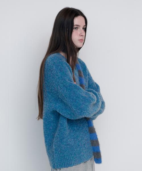 LOOSE FIT V NECK KNIT BLUE