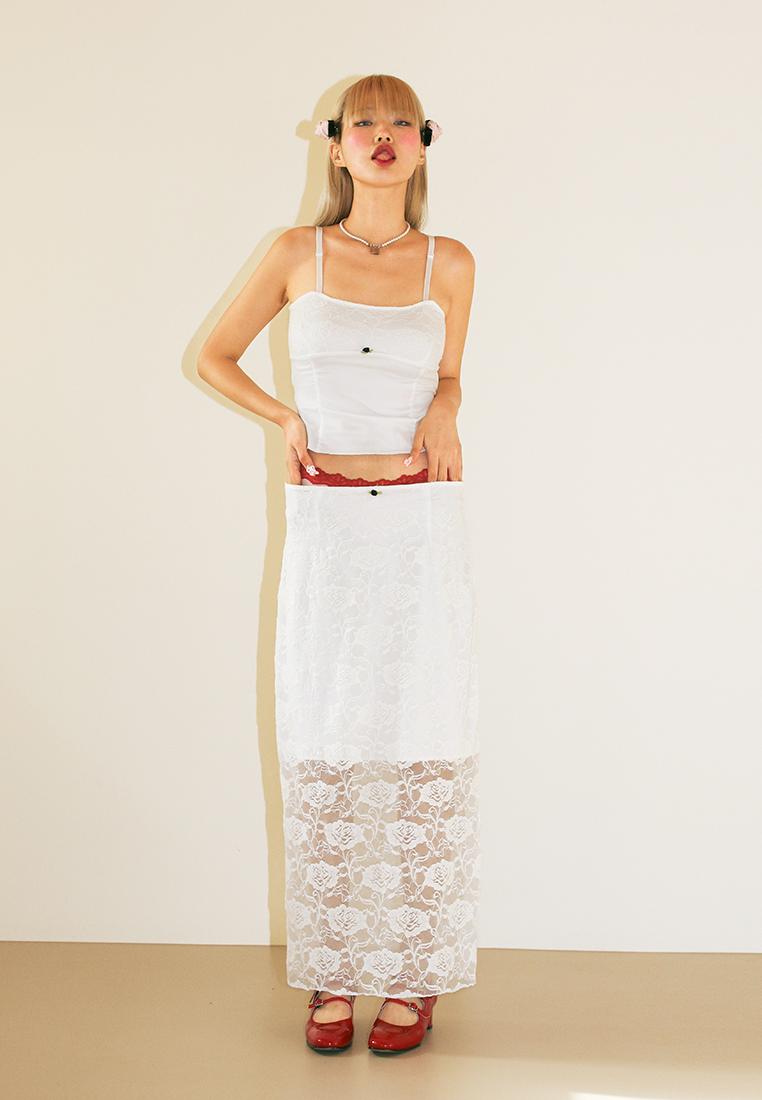 [TEETH] ROSE COSAGE LACE LONG SKIRT_WHITE