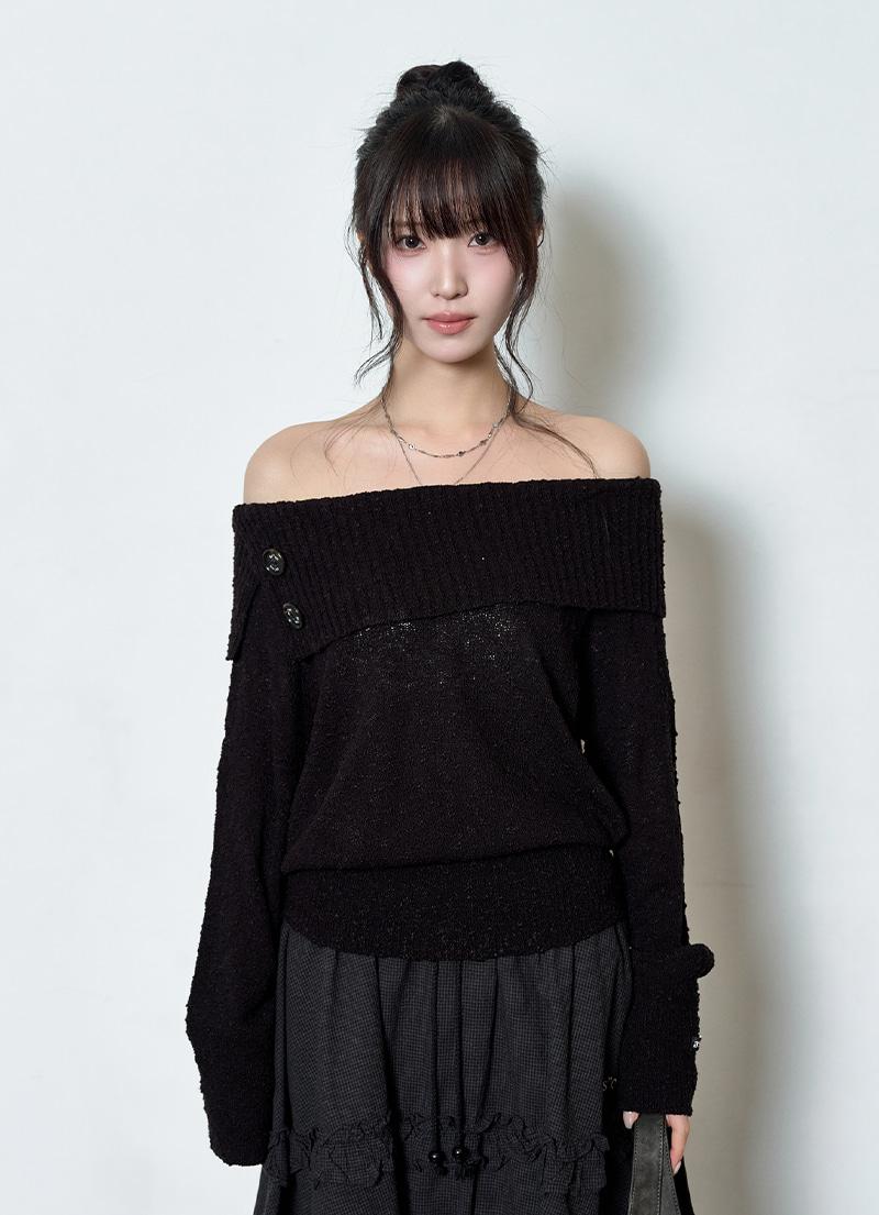 KIRA OFF-SHOULDER KNIT / BLACK