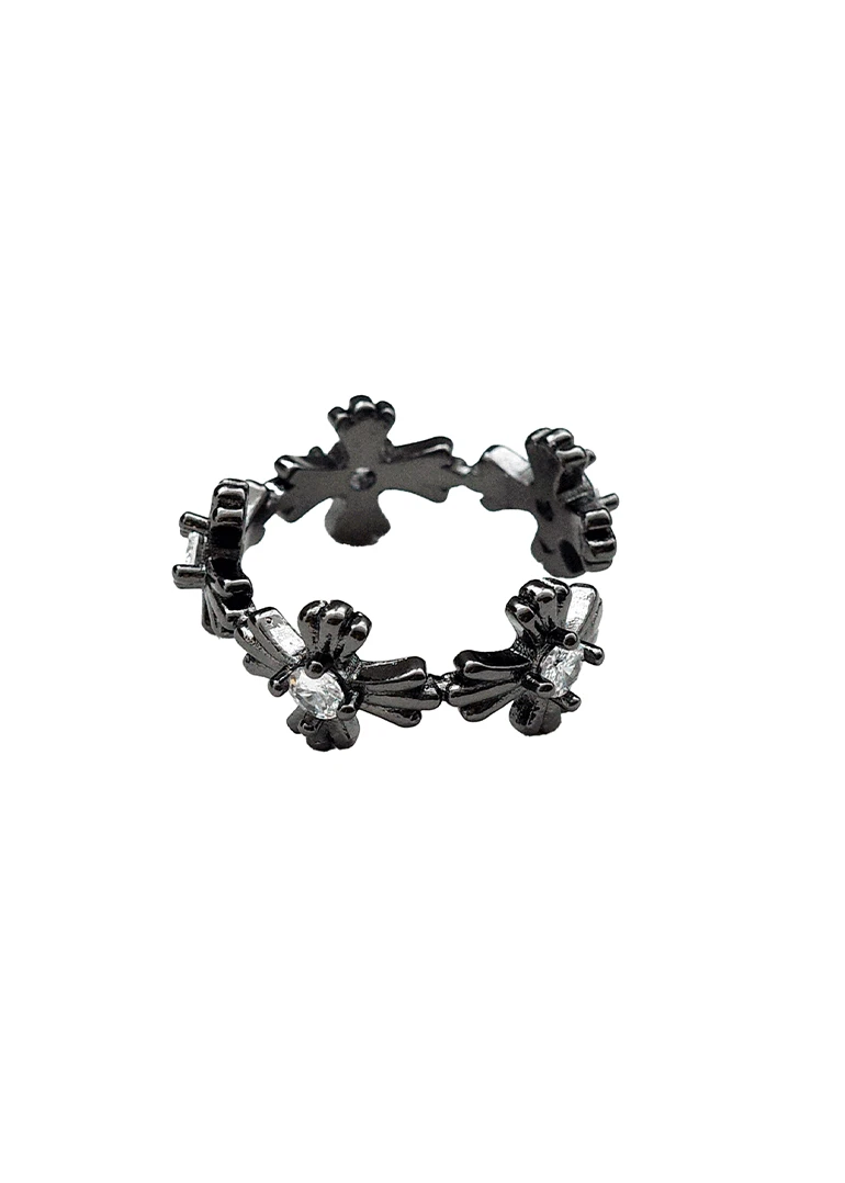 black cross ring | 블랙 큐빅 십자가 반지