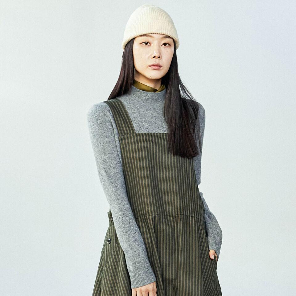 Cashmere Half Turtleneck Melange Gray Knit