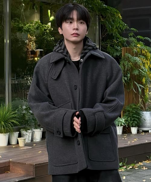 두굿_[COUTURE]울 혼방 하프 발마칸 코트 - 2color