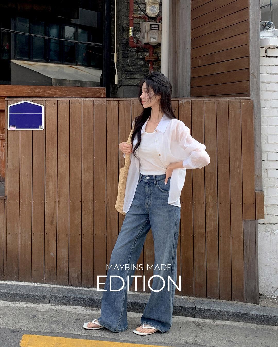 [무료배송/MADE]이즈 세미 와이드 데님 팬츠