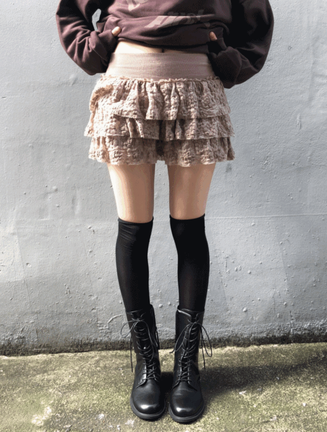 lace flower cancan skirt (2color) / 레이스 플라워 캉캉 스커트