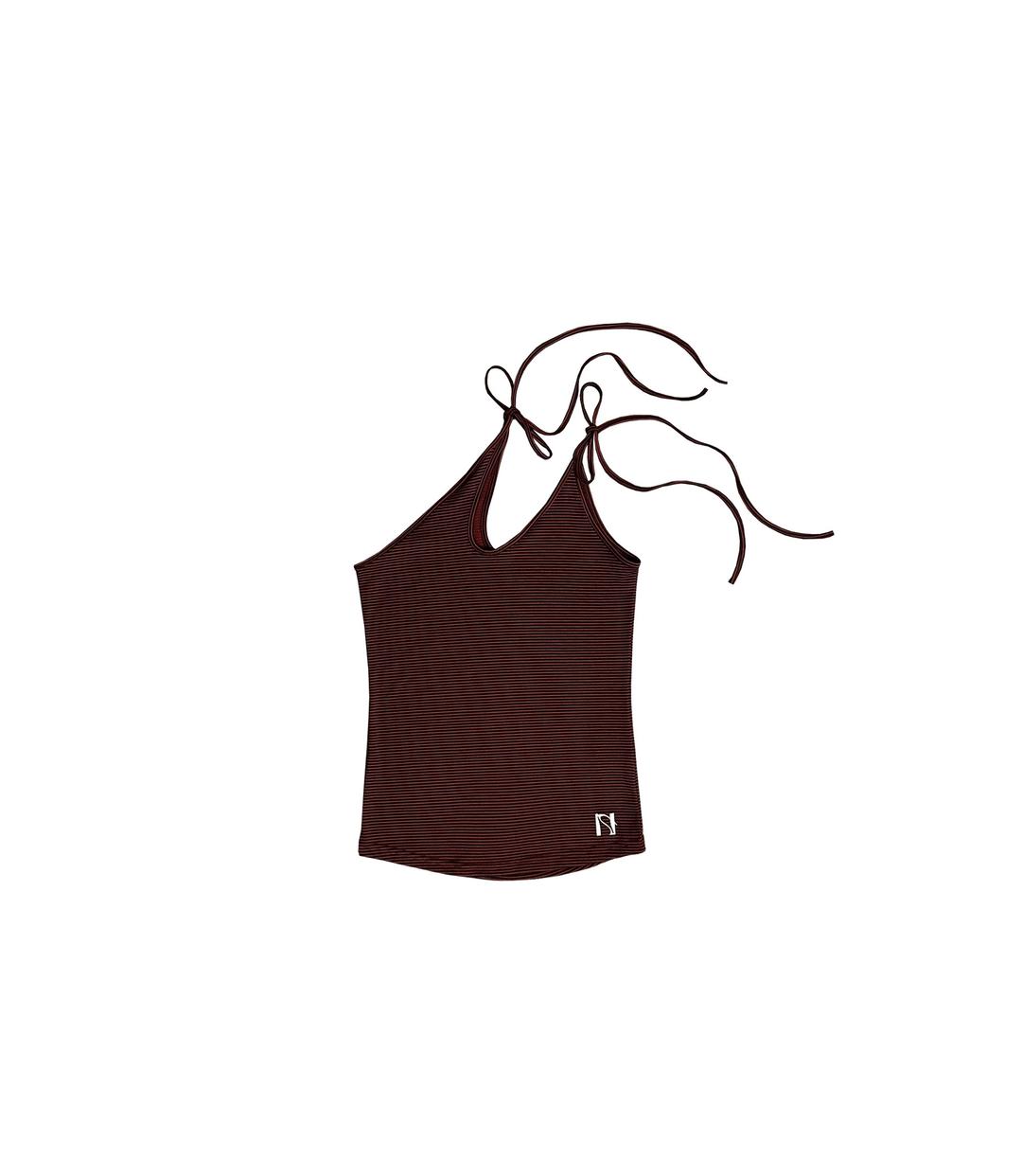 Anne Stripe embroidery string sleeveless Top