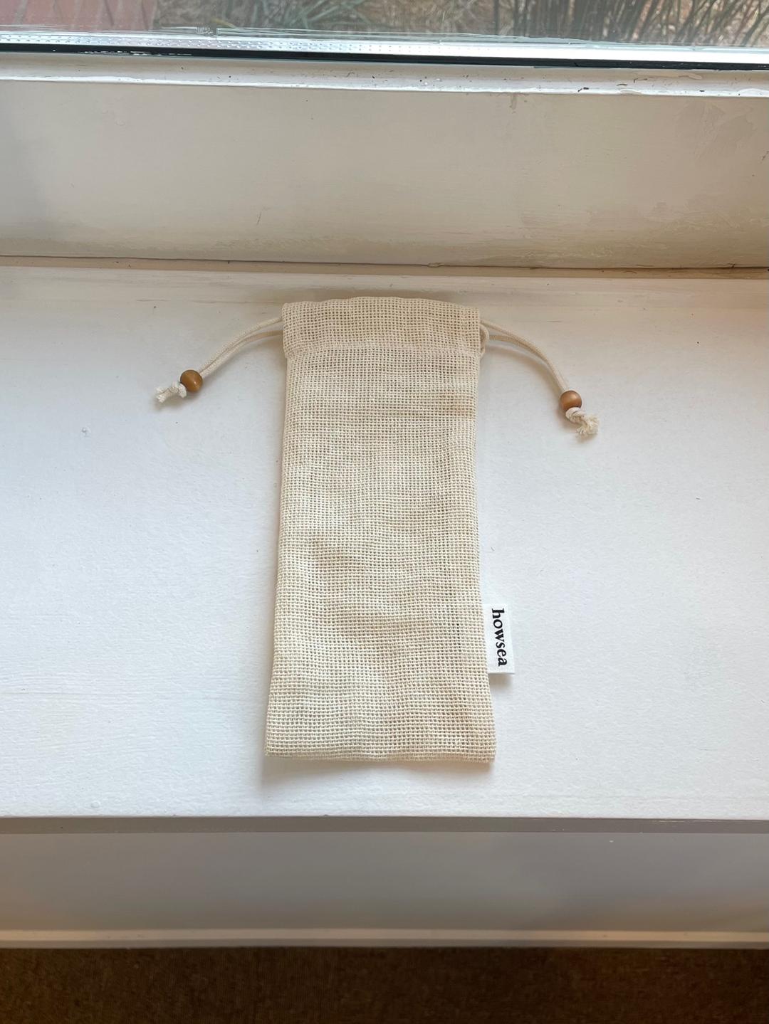 Cotton mesh toothbrush pouch