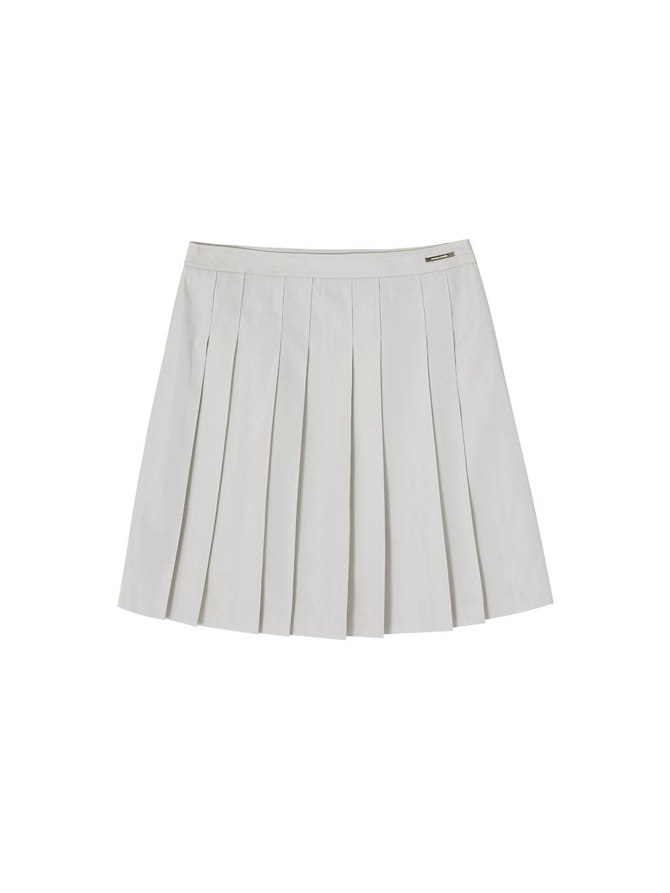 PAIRED PLEATED MIDI SKIRT_BEIGE GREY