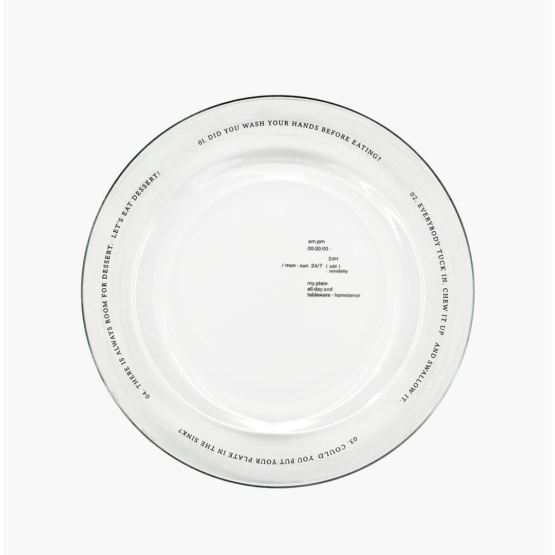 스텝 레터링 원형 유리 딥 플레이트 접시 STEP