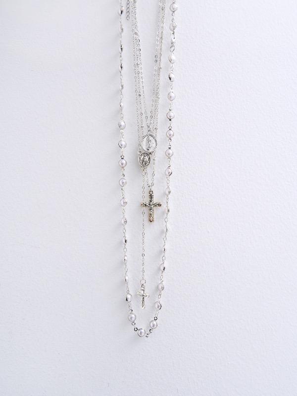 로웨어 maria pearl cross 4 set necklace