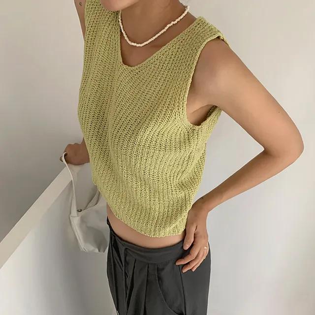 에브딧 브이넥 니트 슬리브리스 (7color)