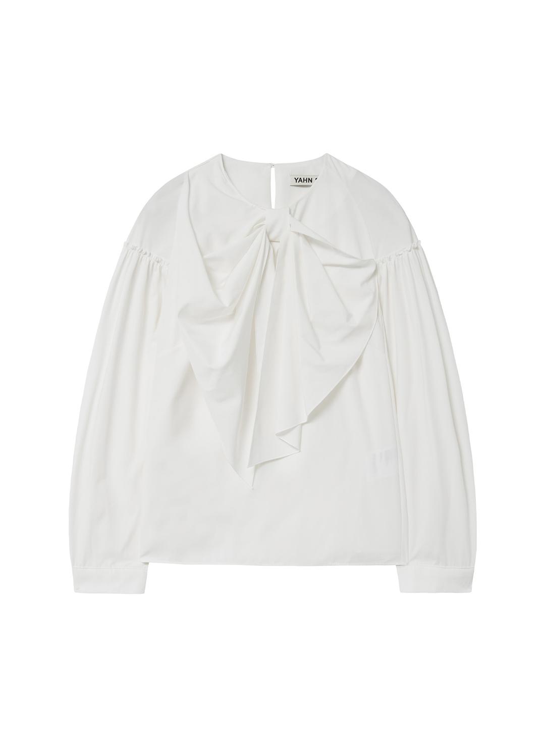 빅 리본 블라우스 - 화이트