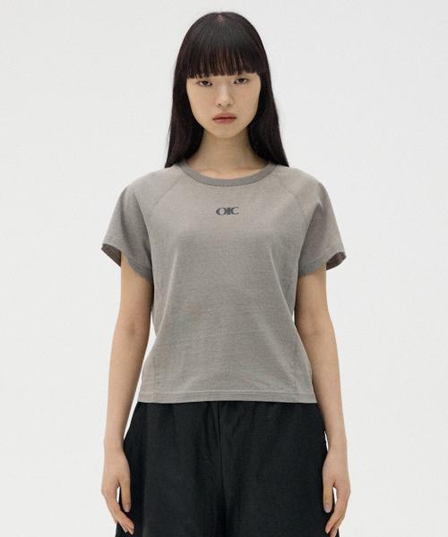 라글란 슬림핏 데님워싱 티셔츠 [GREY]