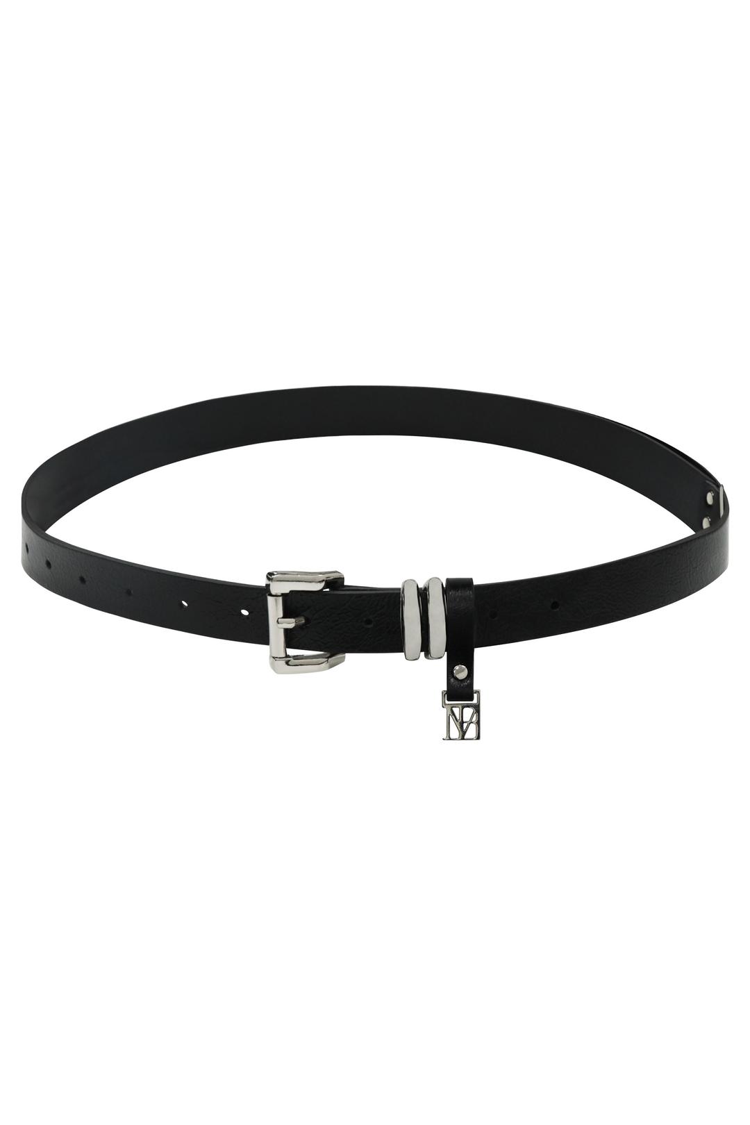 Minimal Cowhide Leather Belt [ Black ]