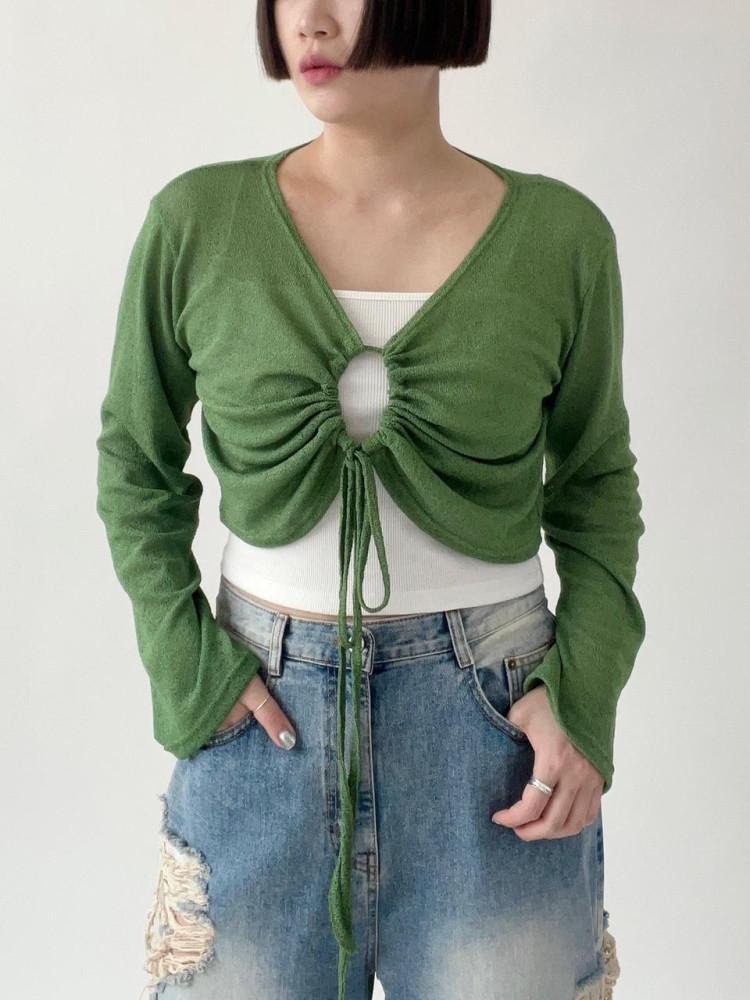 (2size) 빅사이즈 얇은 스트링 볼레로가디건 3color