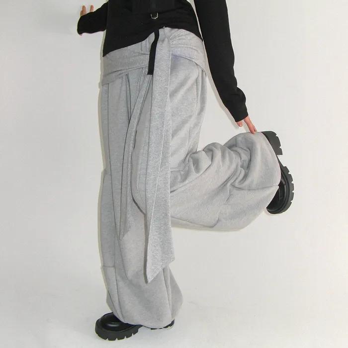 WRAP SHIRRING BALLOON JOGGER PANTS GREY