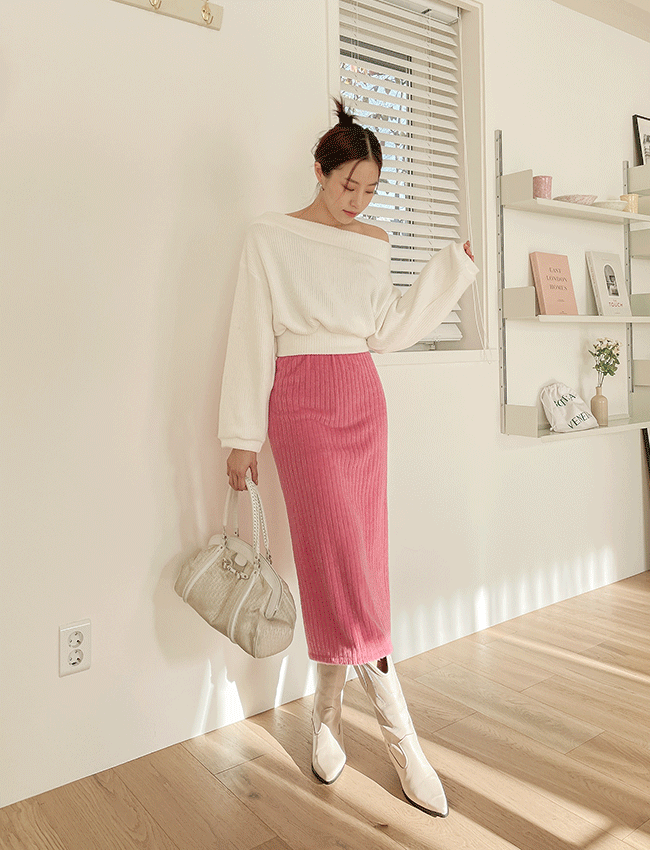 네이프 골지 롱스커트