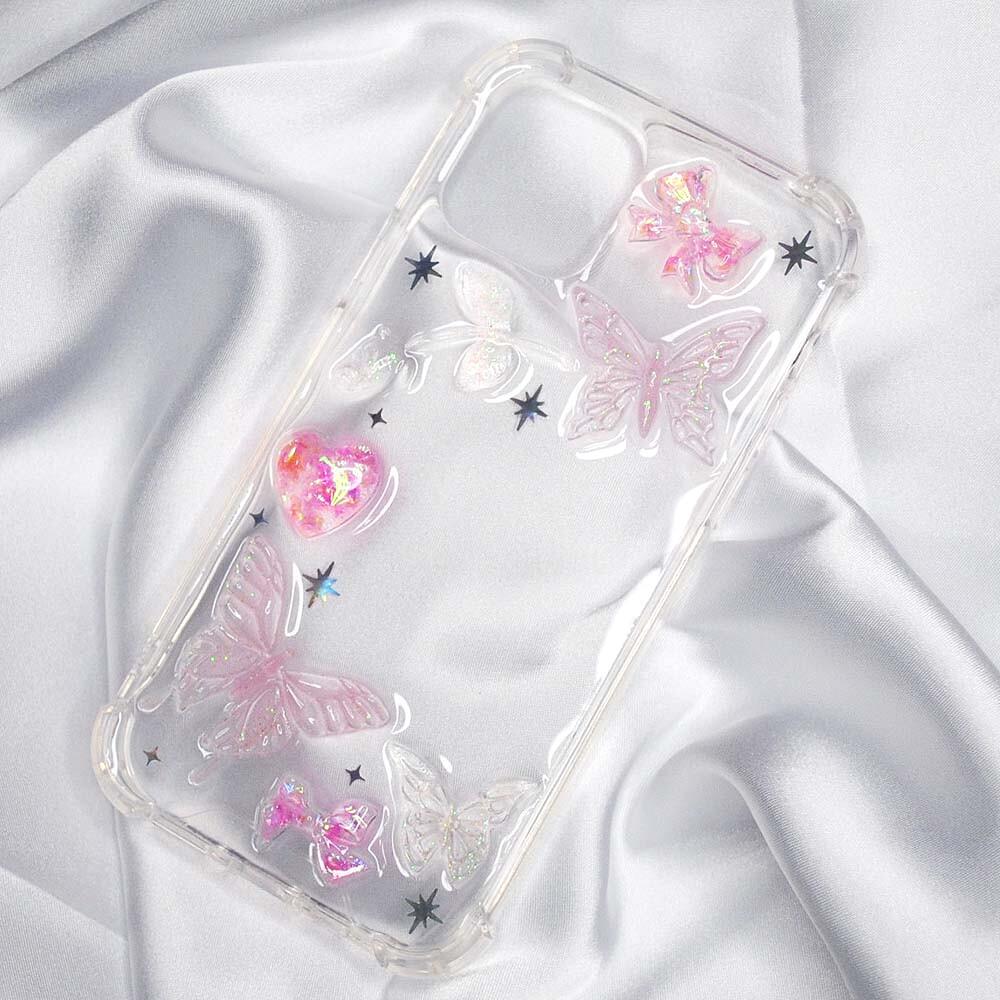 투명 레진 폰케이스 리본 하이틴 나비 키치 갤럭시S22 아이폰13 mystic butterfly
