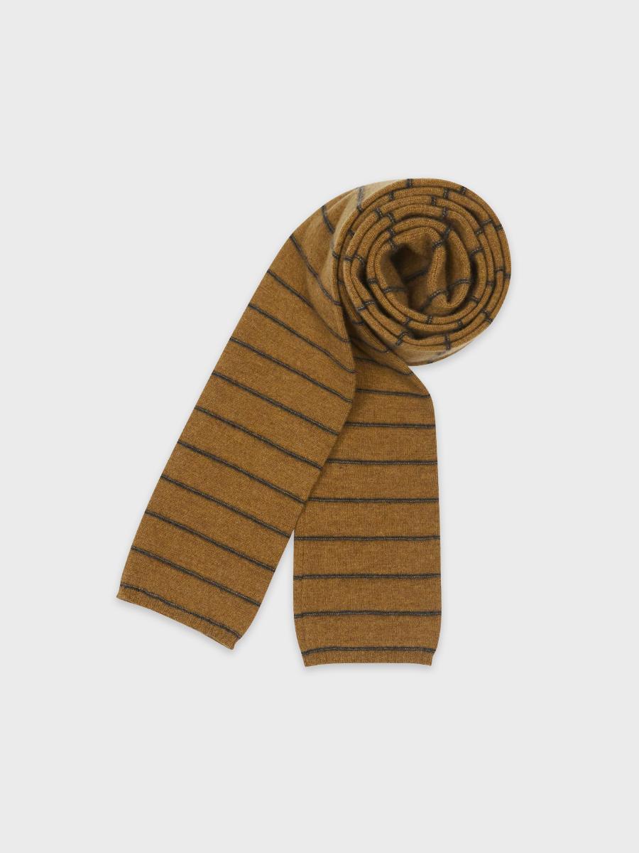 SUPER FINE WOOL STRIPE MUFFLER_Camel