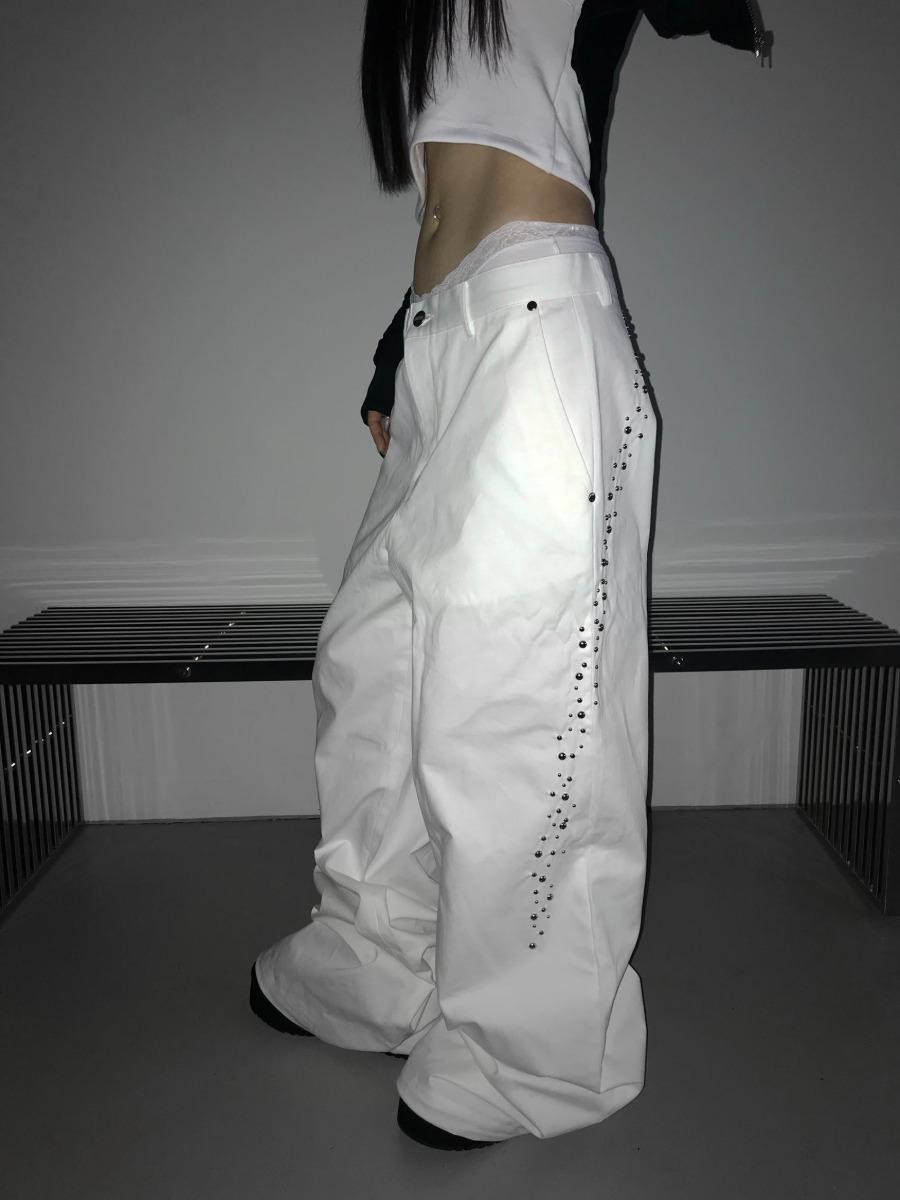 shinning cotton wide slacks (2 color)