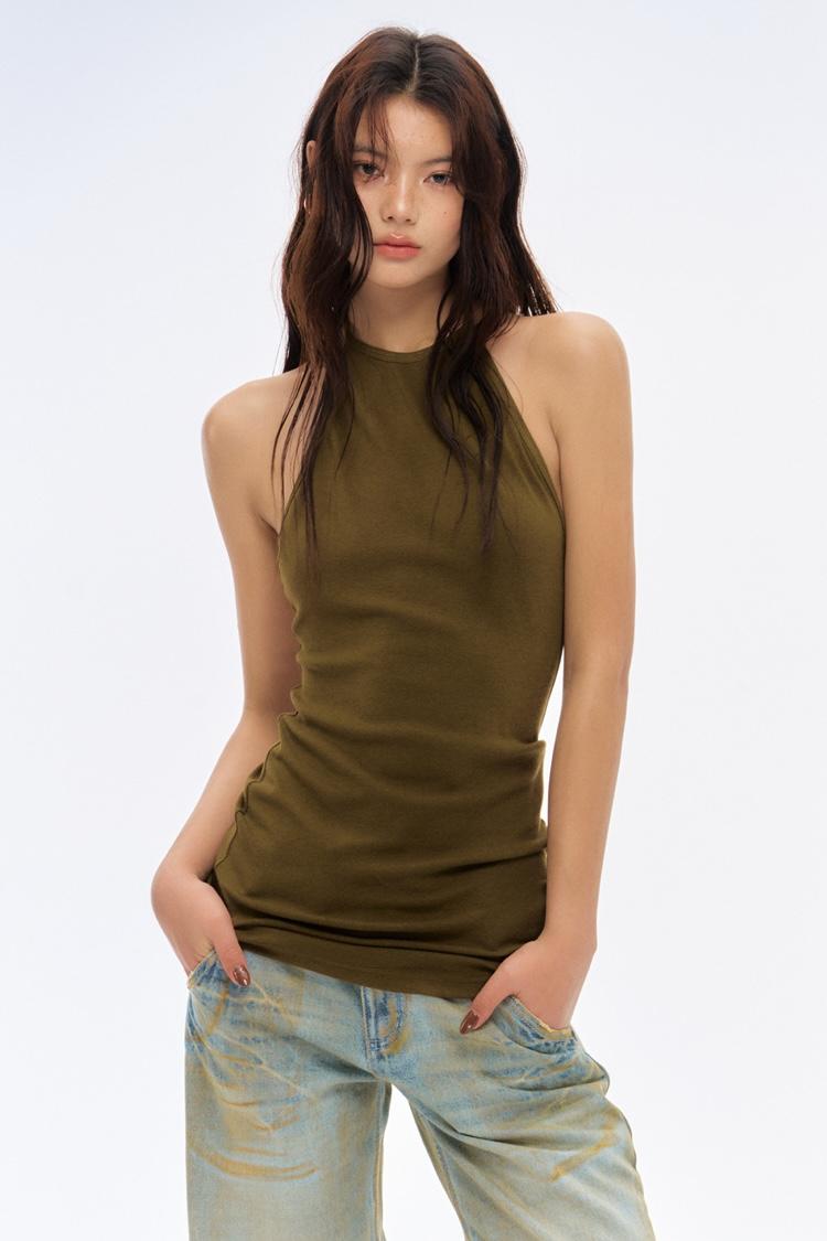 Curriges Pure Slim-Fit Halterneck Top (2color)