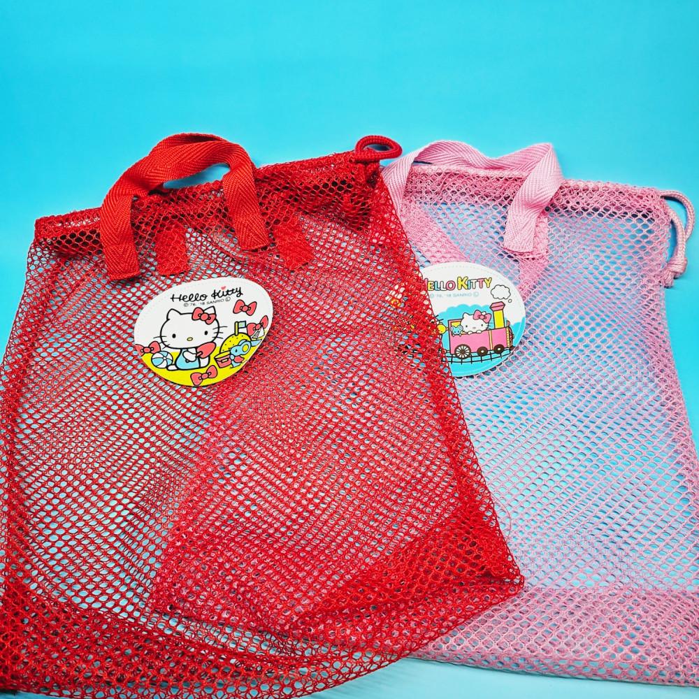 산리오 헬로키티 비치 메쉬백 정리망 그물망 조이개 파우치 가방 일본정식수입