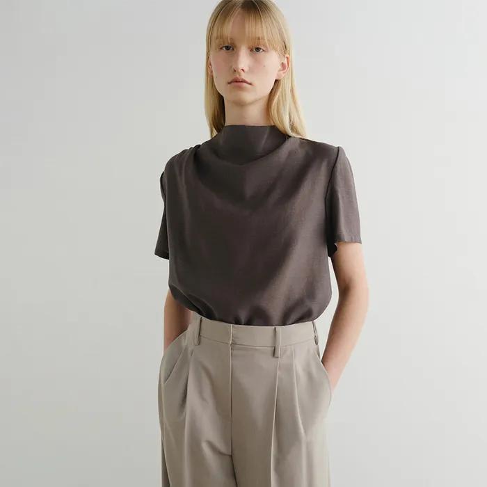 COWL NECK BLOUSE (TAUPE)