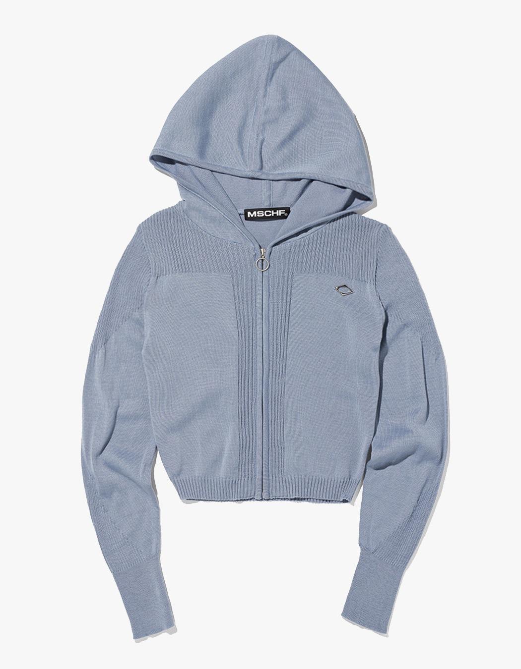Rhombus Knitted Hoodie - Greyish Blue