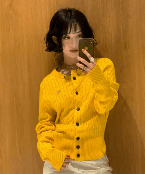 GNRL 시그니처 슈퍼파인 울 케이블 가디건 [YELLOW] / WBD3L04505