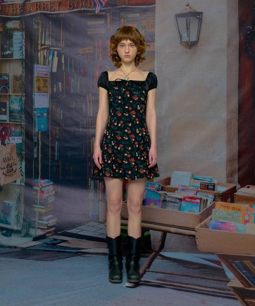 Bohemian Daisy Mini Dress (Black)