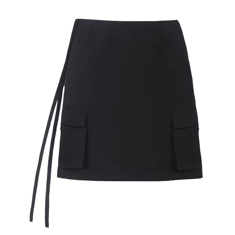 [EEUM] belted cargo midi skirt