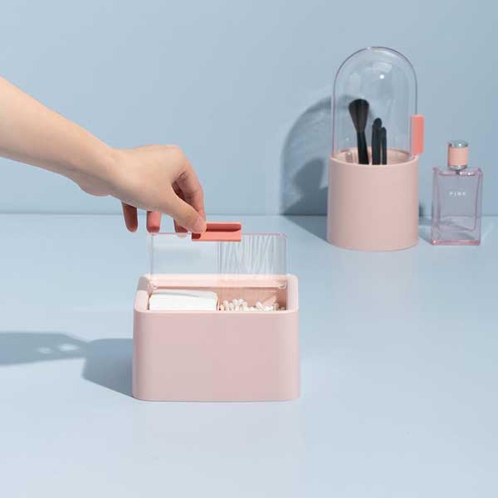 원터치 화장솜케이스 면봉 화장품 정리함