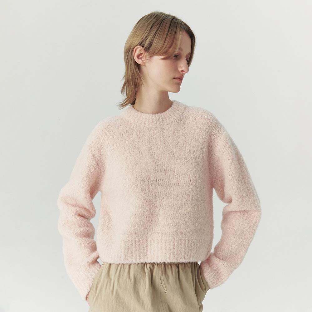 Wool Boucle Reverse Knit - Light pink
