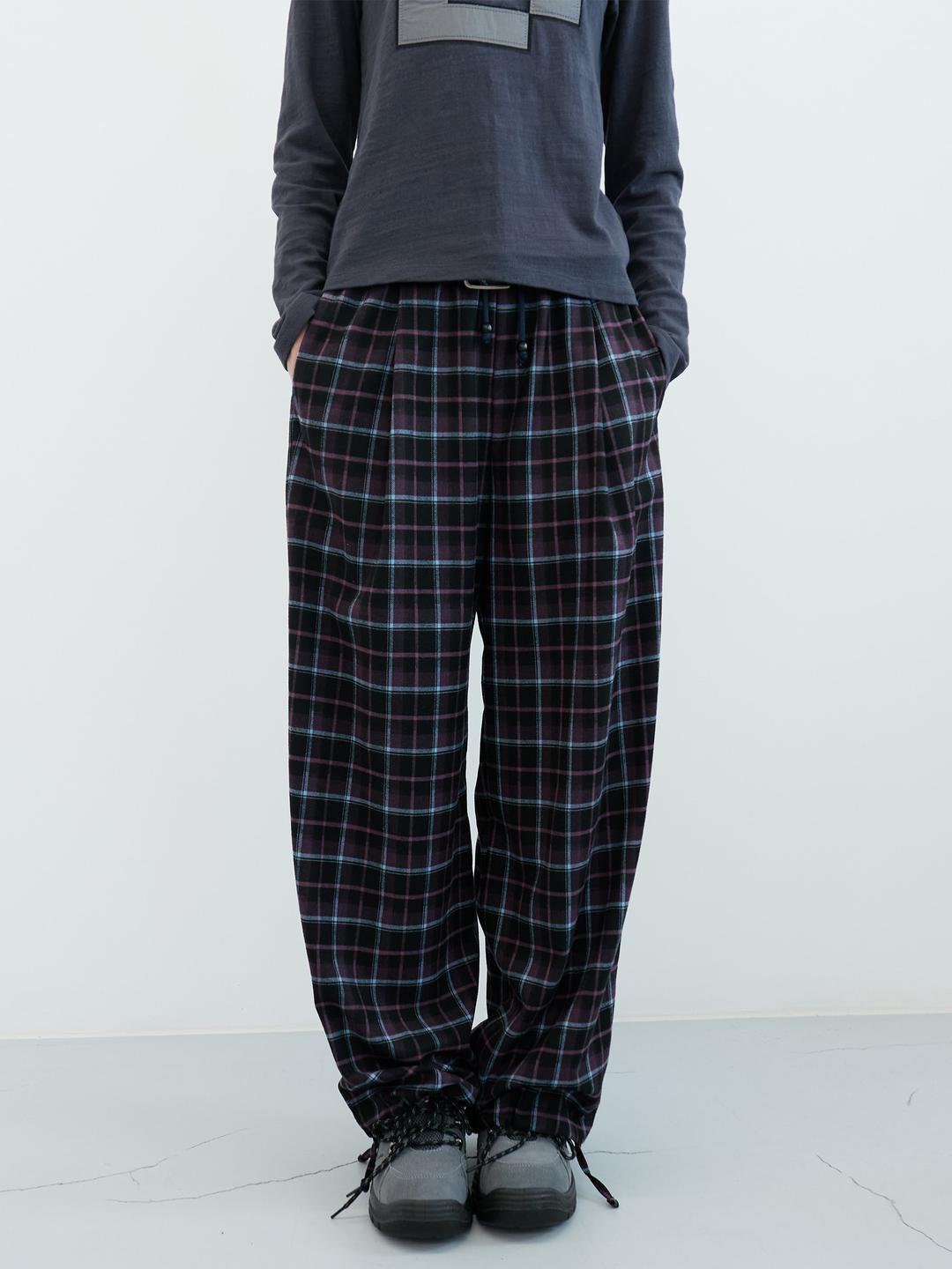 클래식 체크 투웨이 밴딩 팬츠 (Purple Check)