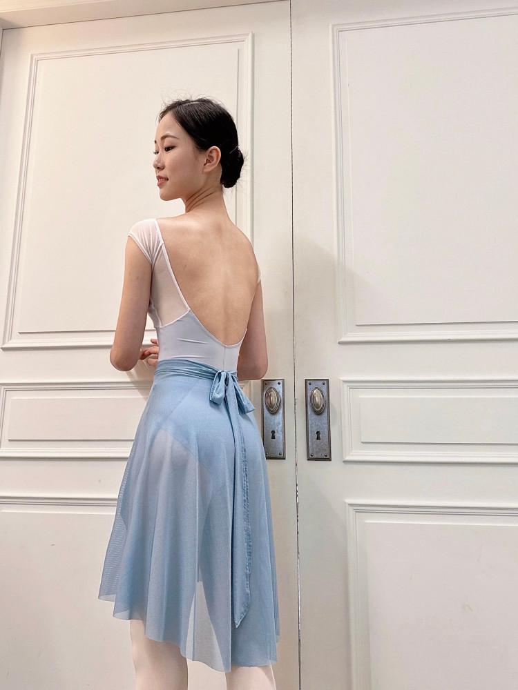 [리본 메쉬 랩스커트] 발레랩스커트 발레스커트 (캄블루)