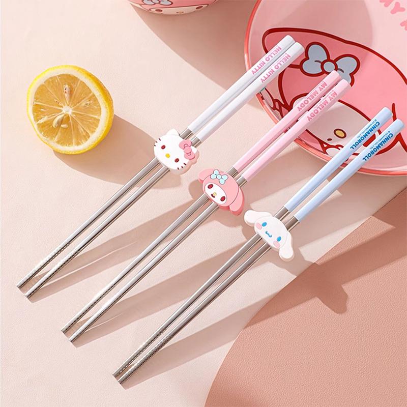 헬로키티 시나모롤 304 스틸 스테인레스 향균 젓가락 받침 포함