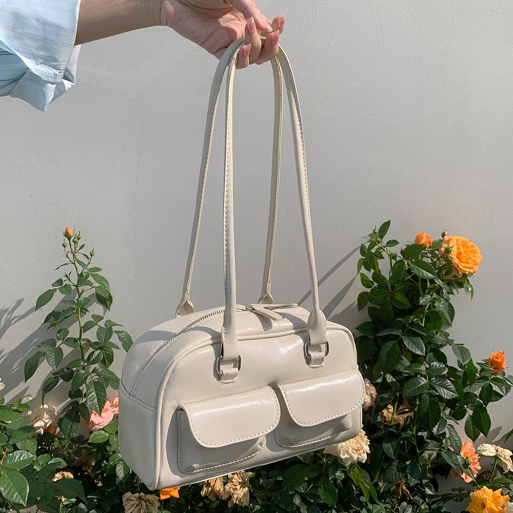 4color 보트 스트링 투포켓 스퀘어 숄더백