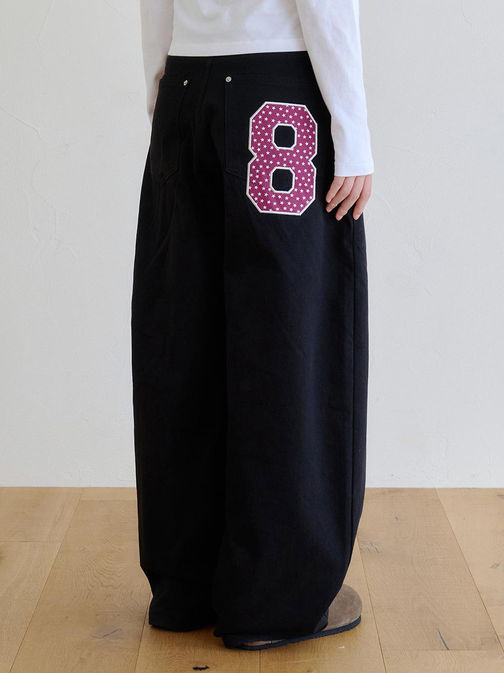 8 Applique Pants Black