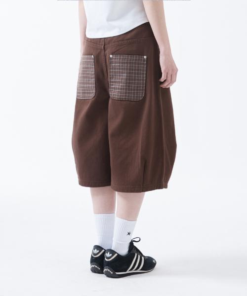TCM check pocket half pants (brown)