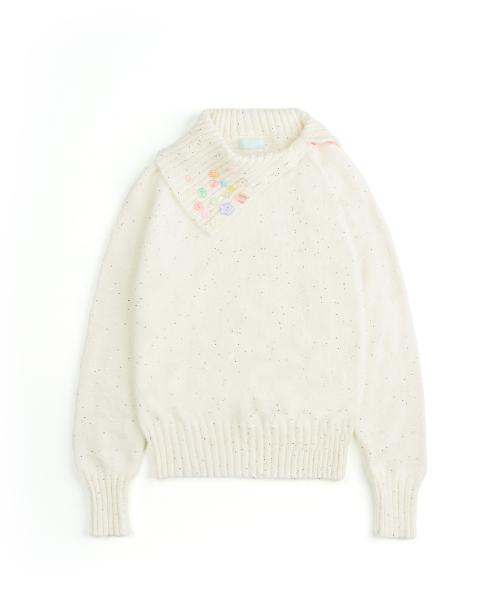 컬러풀 버튼 다운 슬릿 터틀넥 니트 (오프 화이트)