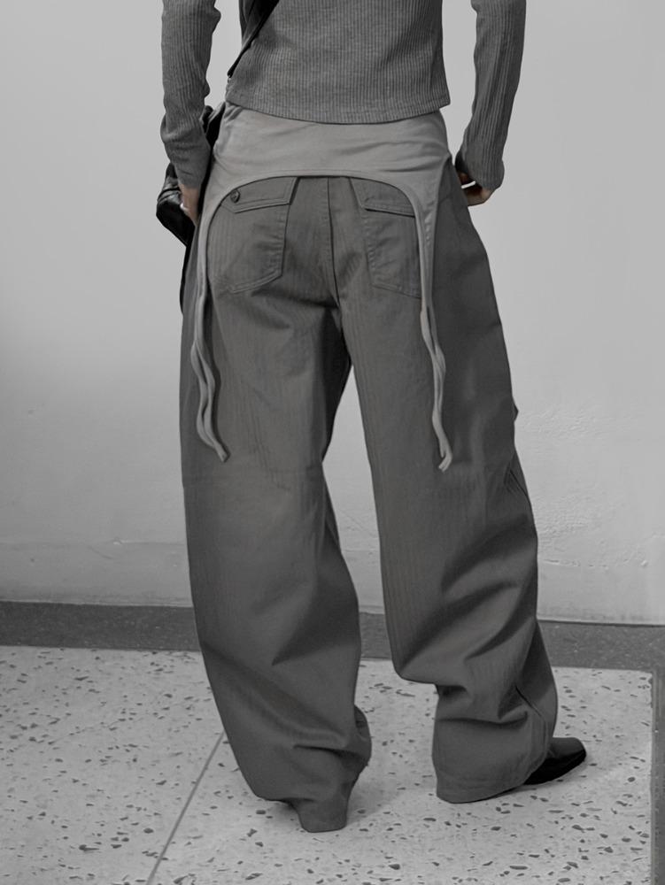 므넴 료시 헤링본 와이드 팬츠 (2color)