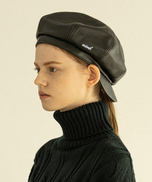 adrb 로고 레더 뉴스보이캡 AAC204001-BK