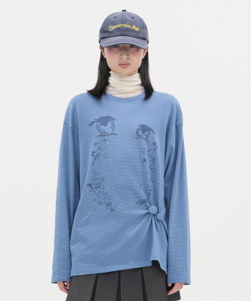 Cry Eyes Ruched Stripe Top [Blue]