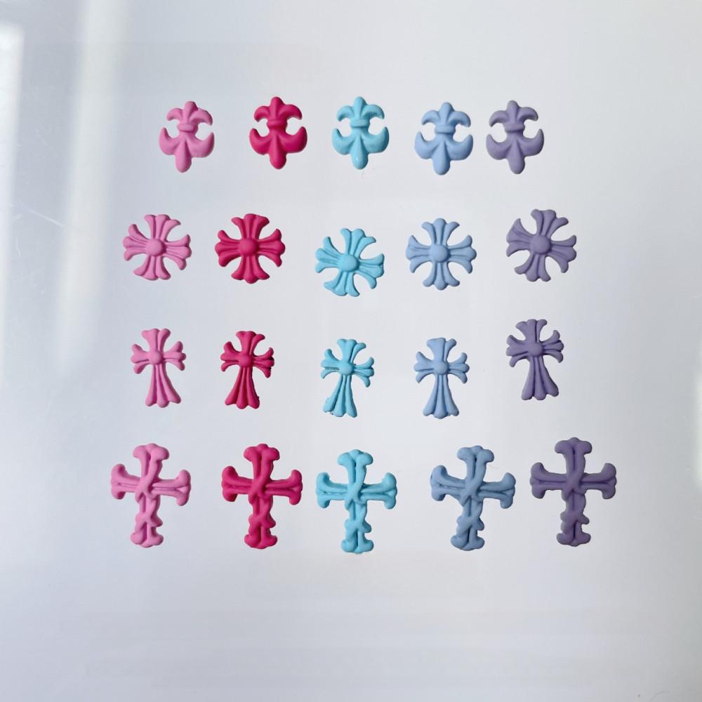 파스텔 컬러 크롬하츠 네일파츠 5개입