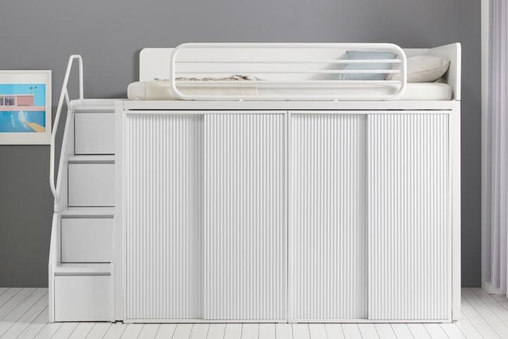 템바 벙커침대프레임 수납계단형+1000옷장+1000수납옷장 기본매트포함 3colors