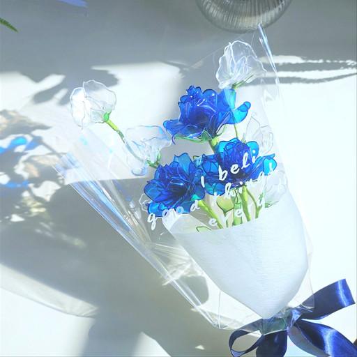 💙투명 파란 장미 딥아트 기념일 선물 조화 꽃다발💙